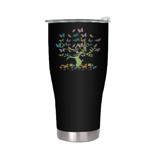 Colorful Butterflies Forest Nature Trees Stainless Steel Tumblers