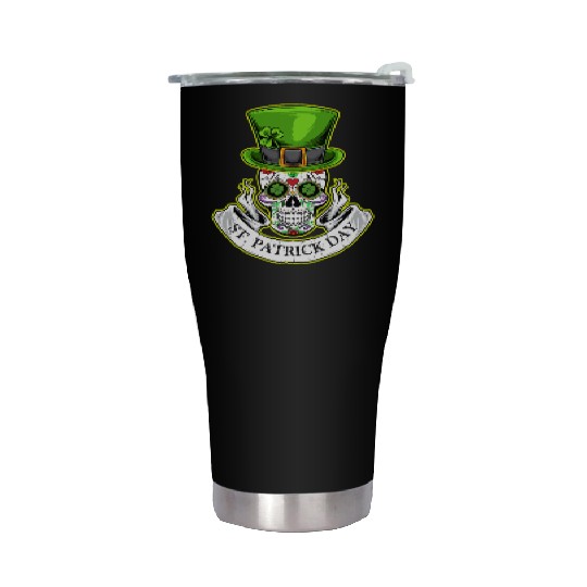 Sugar Skull | St Patrick Day | Lucky Charm Irish Stainless Steel Tumblers