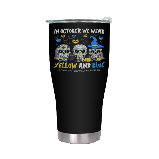 Sugar Skull | In October We Wear Yellow And Blue Stainless Steel Tumblers