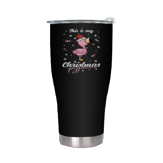 Winter Christmas Pyjama Flamingo Stainless Steel Tumblers