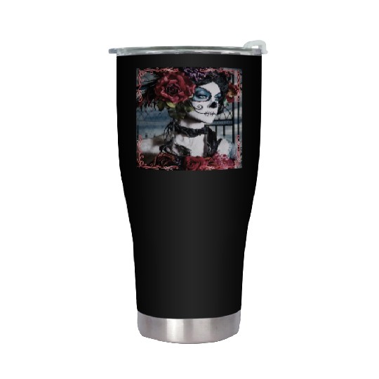 Beauty Dance Macabre Sugar Skull Girl Stainless Steel Tumblers