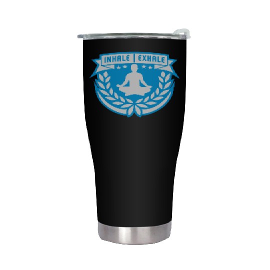 inhale exhale yoga quote Stainless Steel Tumblers