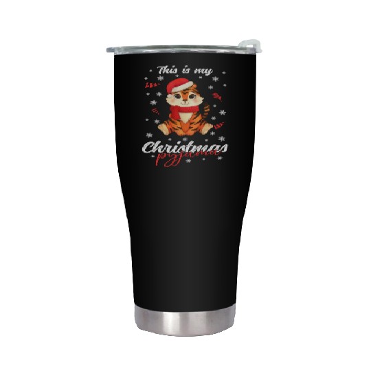 Winter Christmas Pyjama Tiger Stainless Steel Tumblers