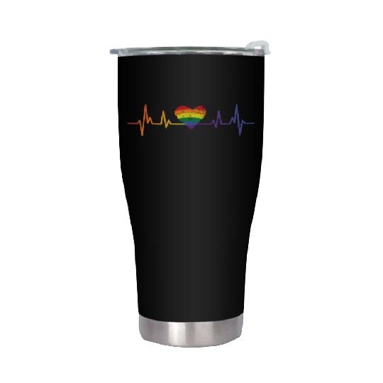LGBT Gay Pride Heartbeat Lesbian Gays Love Stainless Steel Tumblers