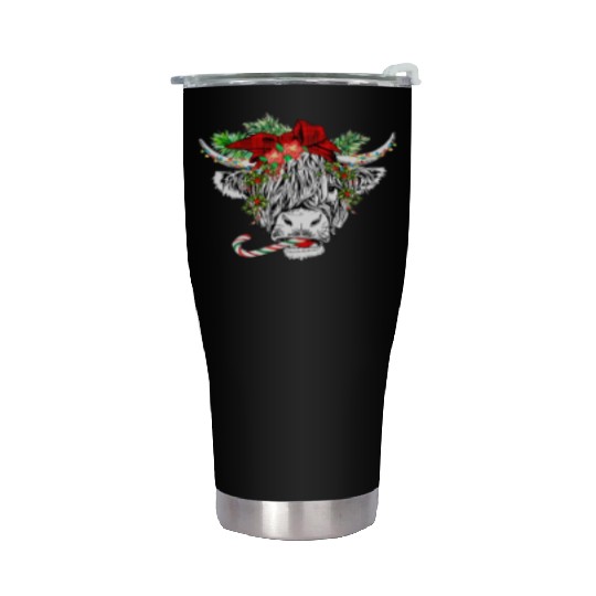 Christmas Highland Cow Merry Christmas Stainless Steel Tumblers