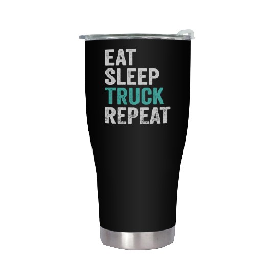 Truckers Eat Sleep Truck Repeat Truck Driver Stainless Steel Tumblers