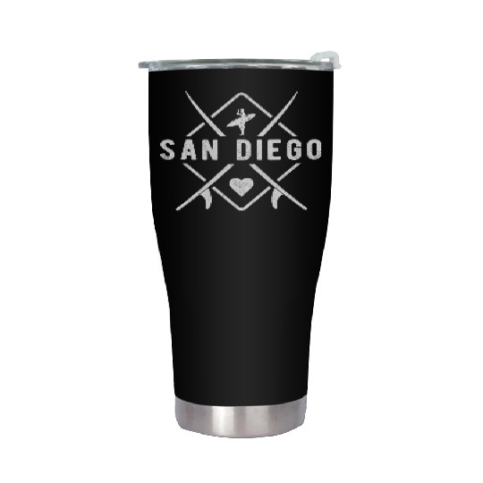San Diego California Surfing Stainless Steel Tumblers San Diego