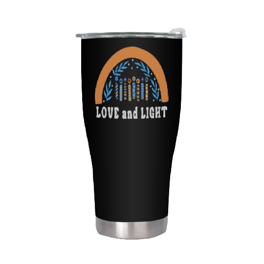 Love And Light Rainbow Hanukkah Jewish Chanukah Stainless Steel Tumblers