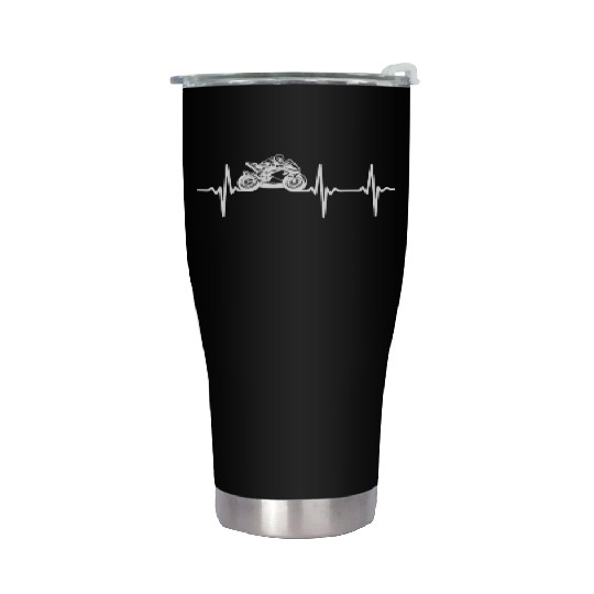 Race Motorcycle Heartbeat Motorbike Racing Motorcy Stainless Steel Tumblers