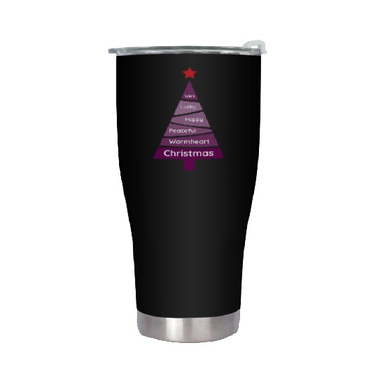 Minimalist Dark Orchid Purple Christmas Pine Stainless Steel Tumblers