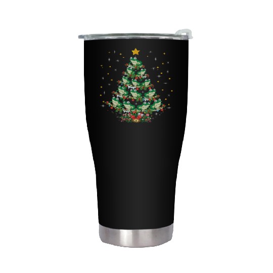 Frogs Lover Xmas Gift Frog Christmas Tree Stainless Steel Tumblers