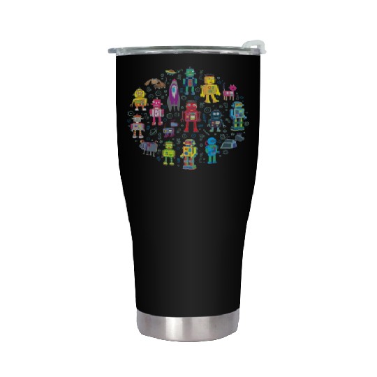 Robots in Space grey fun Robot Stainless Steel Tumblers