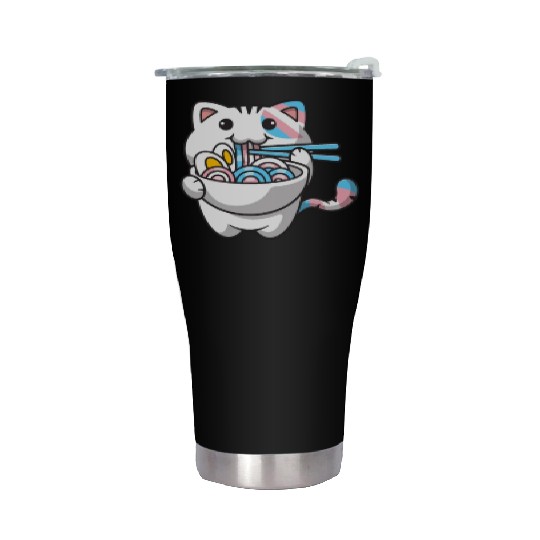 Transgender Pride Kawaii Cat Ramen Noodles Trans F Stainless Steel Tumblers