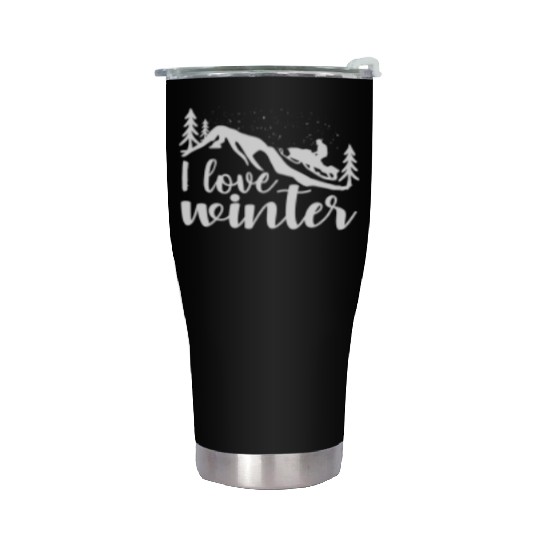 I Love Winter, Snow, Cold And Snowman Stainless Steel Tumblers