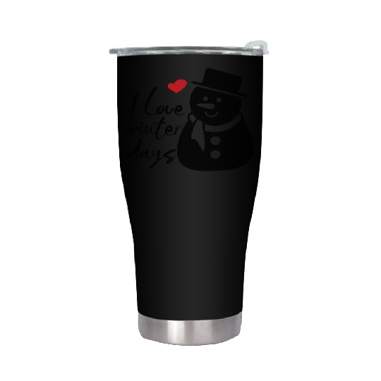 I Love Winter, Snow, Cold And Snowman Stainless Steel Tumblers