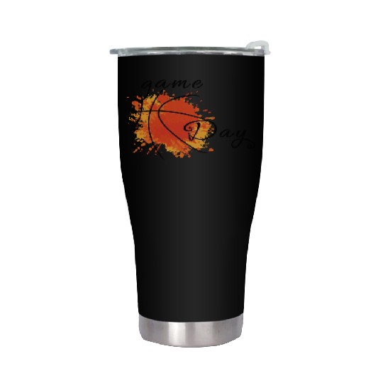 Game Day Basketball Lightning Bolt Stainless Steel Tumblers