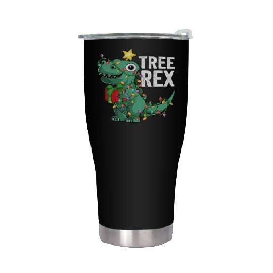 Kids Christmas Dinosaur Tree Rex Pajamas Toddler Stainless Steel Tumblers