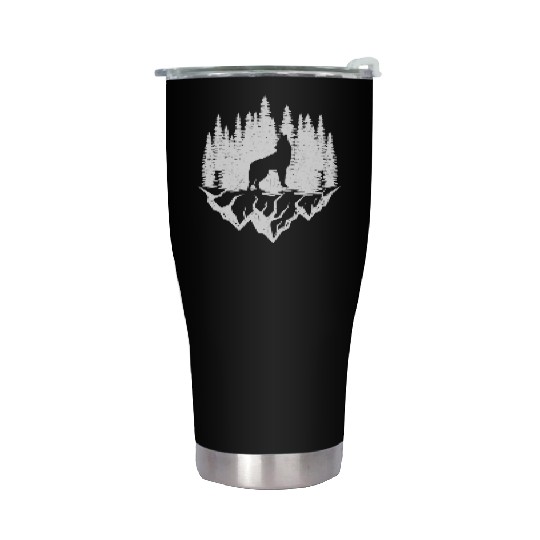 Grey Wolf Wilderness Nature Mountains Wildlife Cam Stainless Steel Tumblers