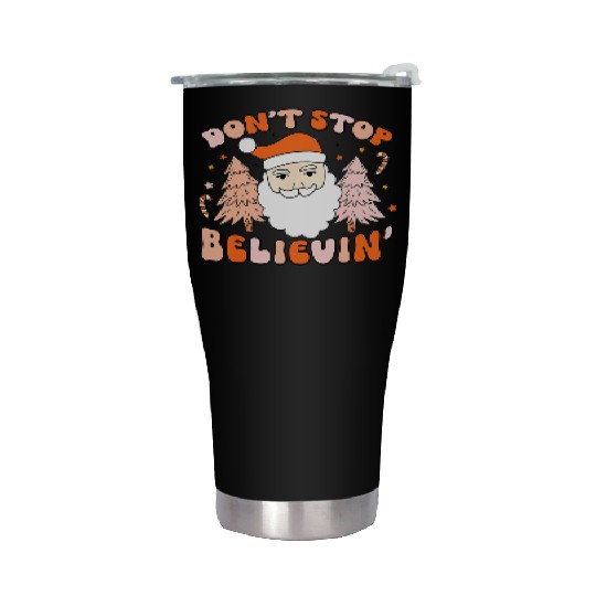 Retro Groovy Don't Stop Believin' Christmas Cute Stainless Steel Tumblers