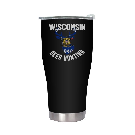 Wisconsin Deer Hunting Buck Stag Hunter Stainless Steel Tumblers