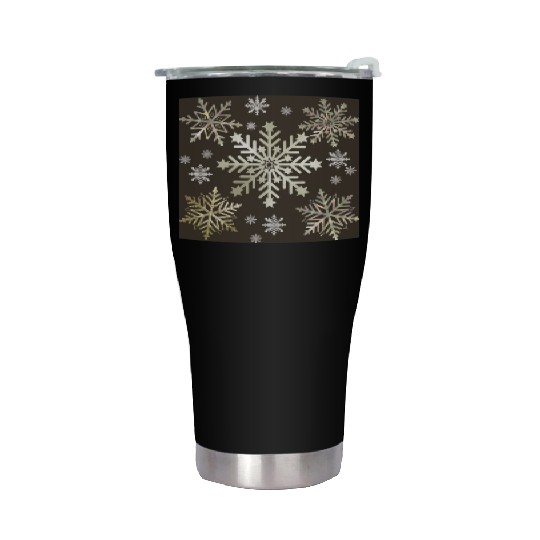 Beige Snowflakes Christmas Pattern Stainless Steel Tumblers