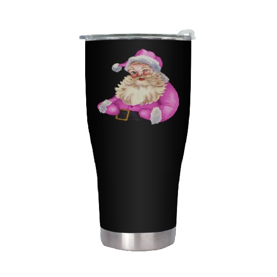 Retro Pink Santa Claus-Retro Pink Santa Claus Wate Stainless Steel Tumblers