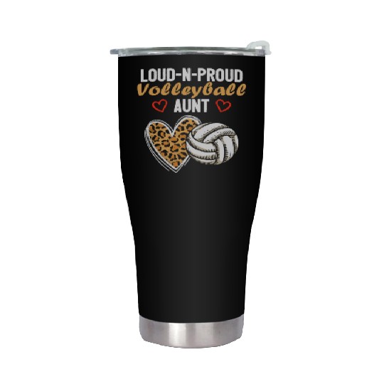 Loud-N-Proud Volleyball Aunt Birthday Party Family Stainless Steel Tumblers