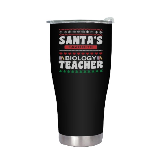 Santas Favorite Biology Teacher Stainless Steel Tumblers