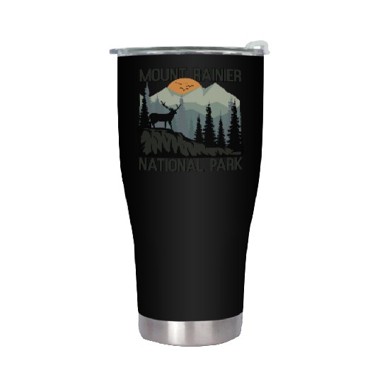 Mount Rainier National Park Mountains Deer Stainless Steel Tumblers
