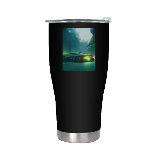 Futuristic grey neon car Stainless Steel Tumblers