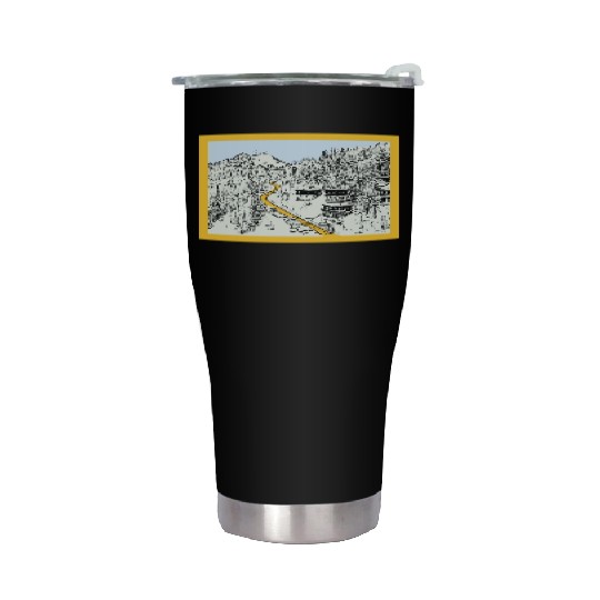 Graphic art design The road in the mountains Stainless Steel Tumblers