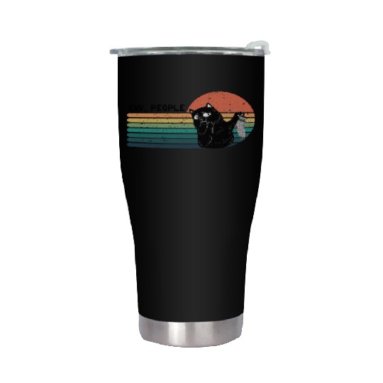 Ew, people - Disgusted Black Cat with Smelly Sock Stainless Steel Tumblers