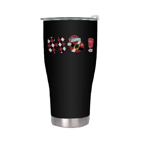 Xmas Christmas Ho Santa Claus Buffalo Plaid Stainless Steel Tumblers