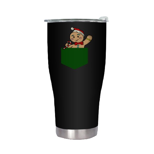 Christmas gingerbread man in breast pocket gift Stainless Steel Tumblers