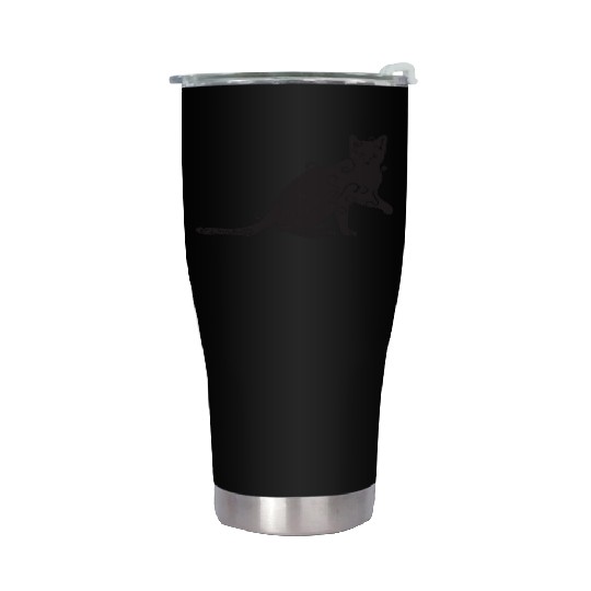 Black magic Cat desk mat , black cat holding on Stainless Steel Tumblers