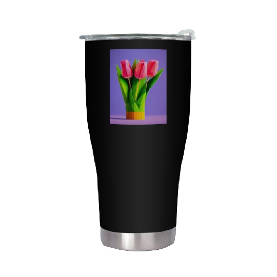 Tulips Stainless Steel Tumblers