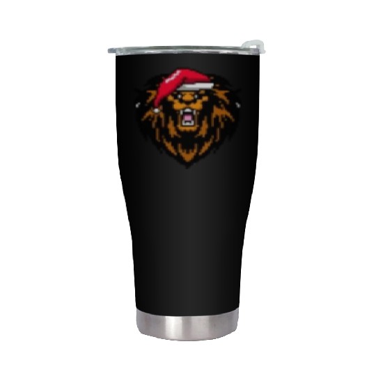 Lion Pixelated Christmas - Funny Lion Xmas Stainless Steel Tumblers