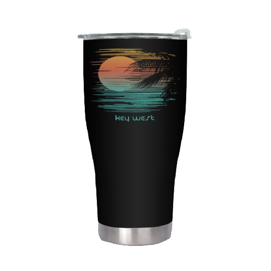 Artistic Key West Florida Palm Tree Vacation Stainless Steel Tumblers