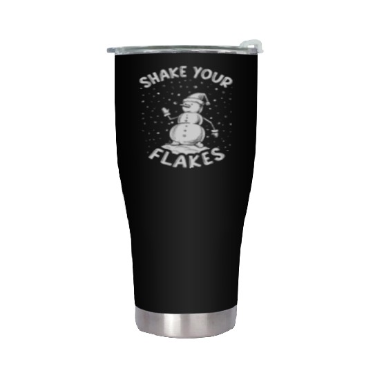 Shake your Flakes Funny Snowman Winter Vintage Stainless Steel Tumblers