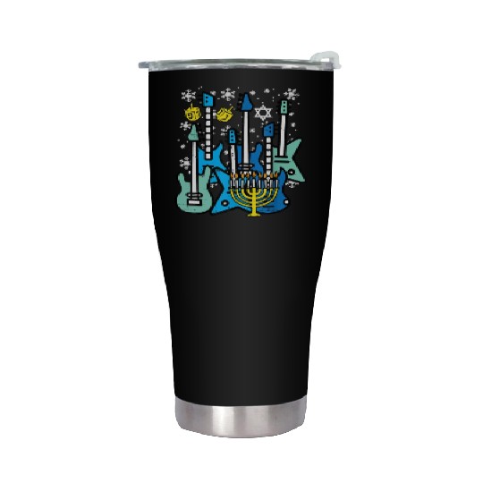 Hanukkah Guitars Chanukah Jewish Rock Rocker Stainless Steel Tumblers