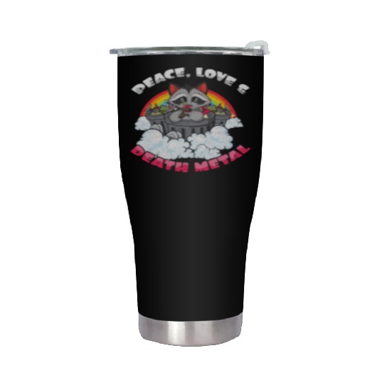 Racoon Love Peace Metal Music Heavy Rock Stainless Steel Tumblers