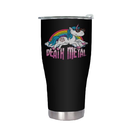 Rainbow Unicorn Love Metal Music Heavy Rocker Stainless Steel Tumblers