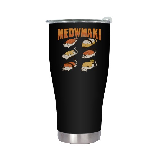 Cat Sushi Meow Design for a Cat Lady or Cat Mom Stainless Steel Tumblers