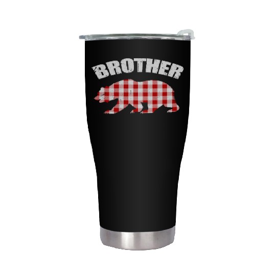 Brother Birthday Plaid Bear Stainless Steel Tumblers