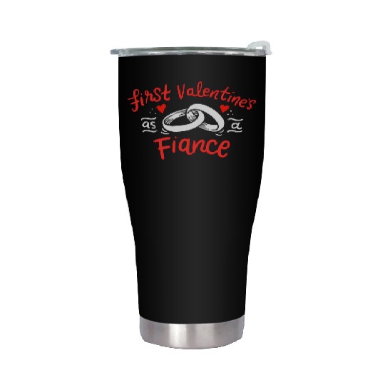 first valentines as fiance hearts day engagement Stainless Steel Tumblers
