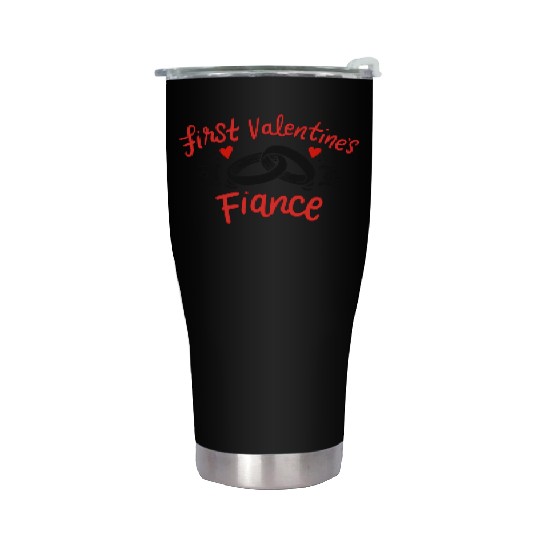 first valentine as fiance hearts day engagement Stainless Steel Tumblers