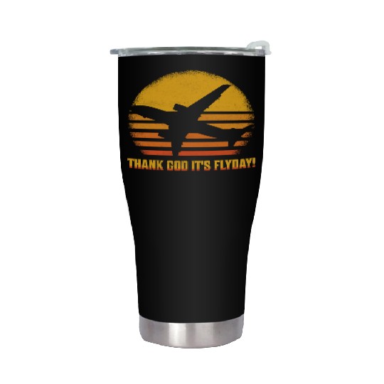 Thank God It's Flyday! Aviation Pilot Airline Stainless Steel Tumblers