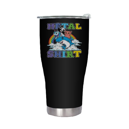 Unicorn Shark Panda Cat Love Music Rock Metal Stainless Steel Tumblers