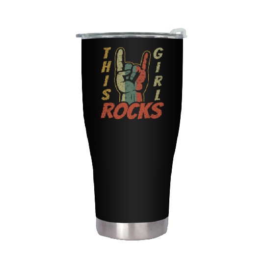 Vintage Retro Rock Sign Rock Hand Metal Girl Rocks Stainless Steel Tumblers