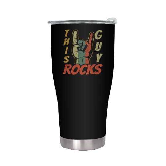 Vintage Retro Rock Sign Rock Hand Metal Guy Rocker Stainless Steel Tumblers